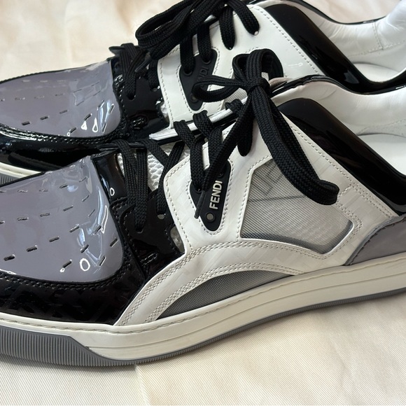Fendi Patent Leather Colorblock Pattern Sneakers- new with bag, no box - Picture 6 of 7